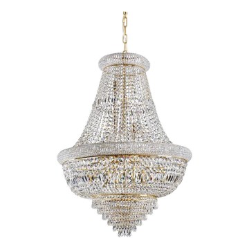 Ideal Lux - Lysekrone i krystal m. kædeophæng DUBAI 24xE14/28W/230V diameter 80 cm guldfarvet