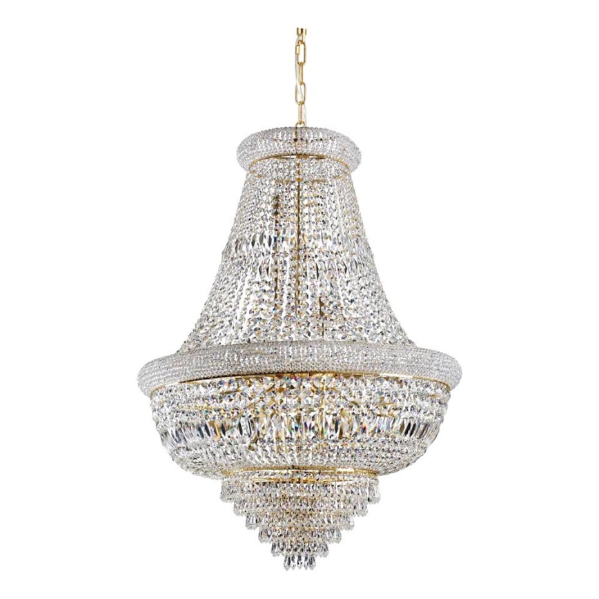 Ideal Lux - Lysekrone i krystal m. kædeophæng DUBAI 24xE14/28W/230V diameter 80 cm guldfarvet