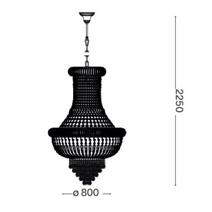 Ideal Lux - Lysekrone i krystal m. kædeophæng DUBAI 24xE14/28W/230V diameter 80 cm guldfarvet