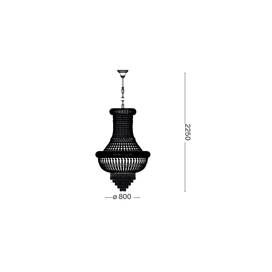 Ideal Lux - Lysekrone i krystal m. kædeophæng DUBAI 24xE14/28W/230V diameter 80 cm guldfarvet