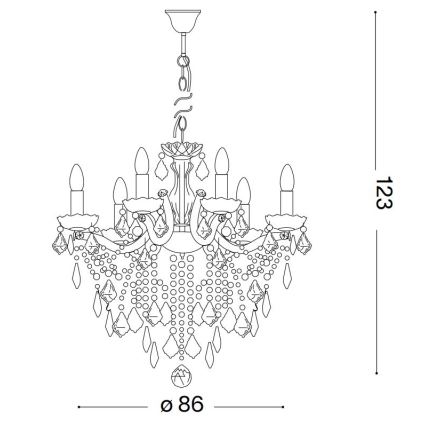 Ideal Lux - Lysekrone i krystal m. kædeophæng FLORIAN 18xE14/40W/230V diameter 86 cm guldfarvet
