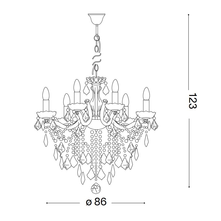 Ideal Lux - Lysekrone i krystal m. kædeophæng FLORIAN 18xE14/40W/230V diameter 86 cm guldfarvet