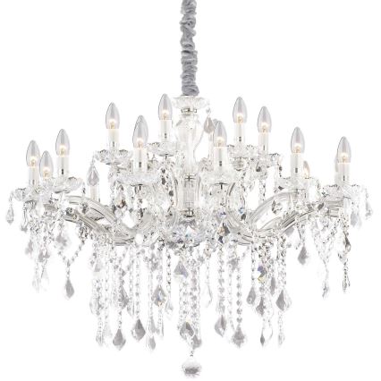 Ideal Lux - Lysekrone i krystal m. kædeophæng FLORIAN 18xE14/40W/230V diameter 86 cm transparent