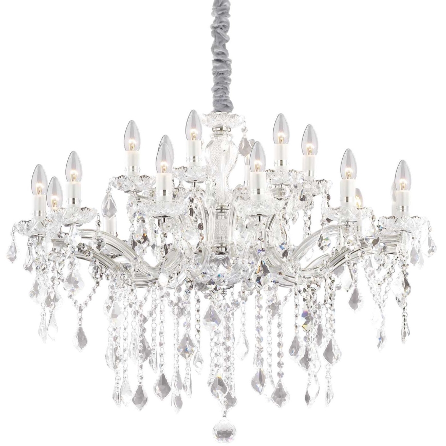 Ideal Lux - Lysekrone i krystal m. kædeophæng FLORIAN 18xE14/40W/230V diameter 86 cm transparent