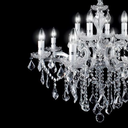 Ideal Lux - Lysekrone i krystal m. kædeophæng FLORIAN 18xE14/40W/230V diameter 86 cm transparent