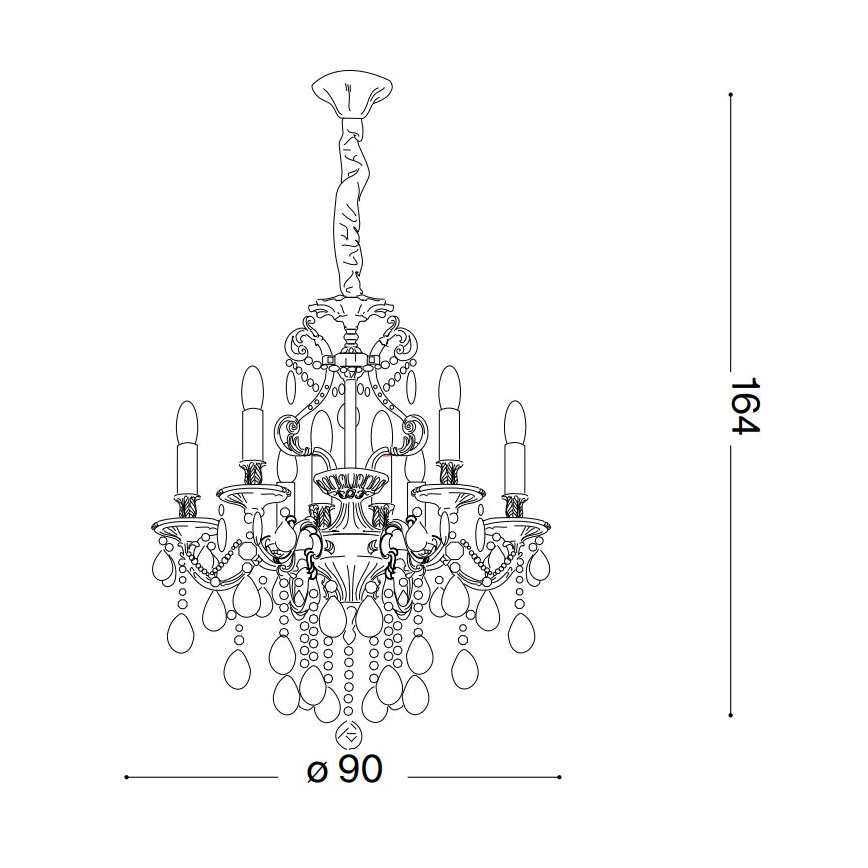 Ideal Lux - Lysekrone i krystal m. kædeophæng GIOCONDA 12xE14/40W/230V diameter 90 cm guldfarvet