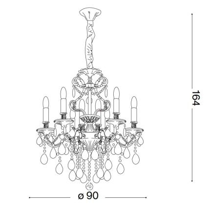 Ideal Lux - Lysekrone i krystal m. kædeophæng GIOCONDA 12xE14/40W/230V diameter 90 cm sølvfarvet