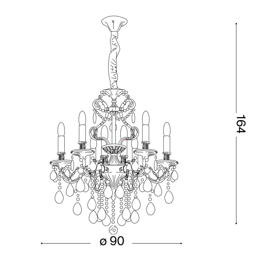 Ideal Lux - Lysekrone i krystal m. kædeophæng GIOCONDA 12xE14/40W/230V diameter 90 cm sølvfarvet