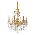Ideal Lux - Lysekrone i krystal m. kædeophæng GIOCONDA 6xE14/40W/230V diameter 62 cm guldfarvet