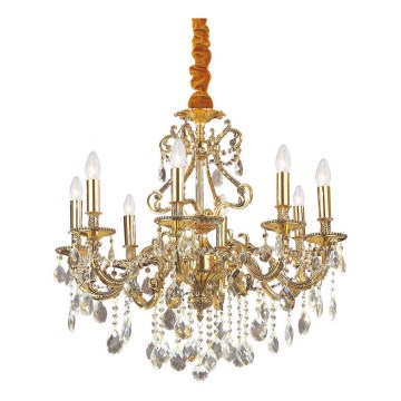 Ideal Lux - Lysekrone i krystal m. kædeophæng GIOCONDA 8xE14/40W/230V diameter 73 cm guldfarvet