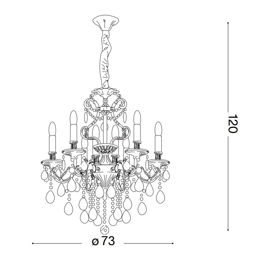 Ideal Lux - Lysekrone i krystal m. kædeophæng GIOCONDA 8xE14/40W/230V diameter 73 cm guldfarvet