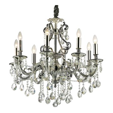 Ideal Lux - Lysekrone i krystal m. kædeophæng GIOCONDA 8xE14/40W/230V diameter 73 cm sølvfarvet