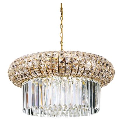 Ideal Lux - Lysekrone i krystal m. kædeophæng NABUCCO 12xE14/40W/230V diameter 60 cm guldfarvet