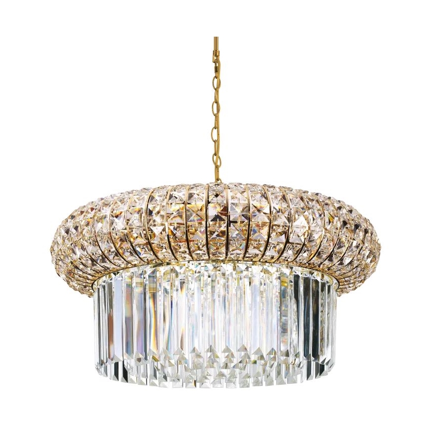 Ideal Lux - Lysekrone i krystal m. kædeophæng NABUCCO 12xE14/40W/230V diameter 60 cm guldfarvet