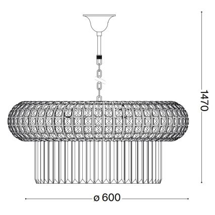 Ideal Lux - Lysekrone i krystal m. kædeophæng NABUCCO 12xE14/40W/230V diameter 60 cm guldfarvet