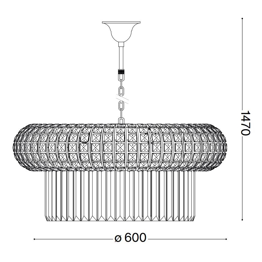 Ideal Lux - Lysekrone i krystal m. kædeophæng NABUCCO 12xE14/40W/230V diameter 60 cm guldfarvet