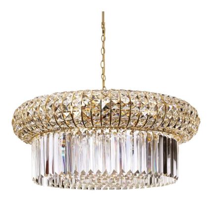Ideal Lux - Lysekrone i krystal m. kædeophæng NABUCCO 16xE14/40W/230V diameter 70 cm guldfarvet