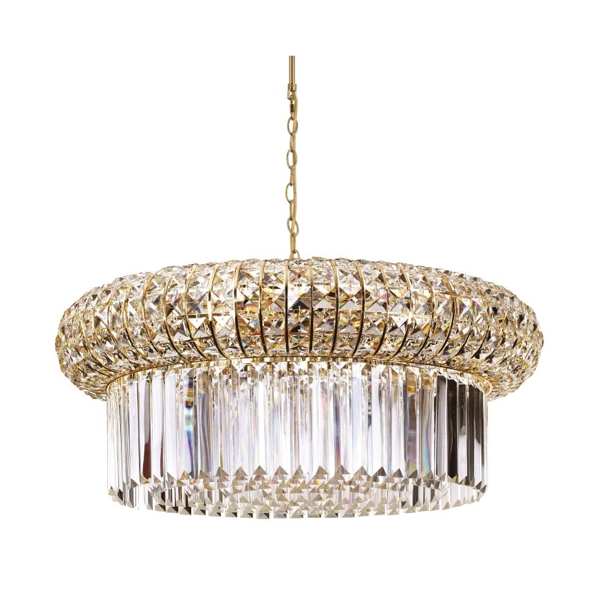 Ideal Lux - Lysekrone i krystal m. kædeophæng NABUCCO 16xE14/40W/230V diameter 70 cm guldfarvet