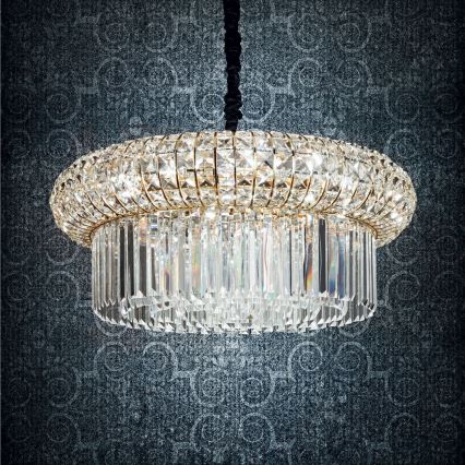 Ideal Lux - Lysekrone i krystal m. kædeophæng NABUCCO 16xE14/40W/230V diameter 70 cm guldfarvet