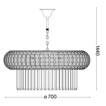 Ideal Lux - Lysekrone i krystal m. kædeophæng NABUCCO 16xE14/40W/230V diameter 70 cm guldfarvet
