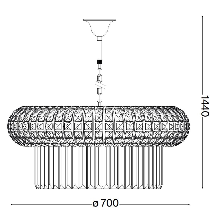Ideal Lux - Lysekrone i krystal m. kædeophæng NABUCCO 16xE14/40W/230V diameter 70 cm guldfarvet