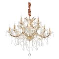 Ideal Lux - Lysekrone i krystal m. kædeophæng NAPOLEON 12xE14/40W/230V diameter 74 cm guldfarvet