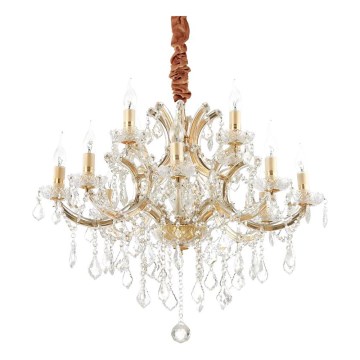 Ideal Lux - Lysekrone i krystal m. kædeophæng NAPOLEON 12xE14/40W/230V diameter 74 cm guldfarvet