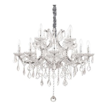 Ideal Lux - Lysekrone i krystal m. kædeophæng NAPOLEON 12xE14/40W/230V diameter 74 cm skinnende krom