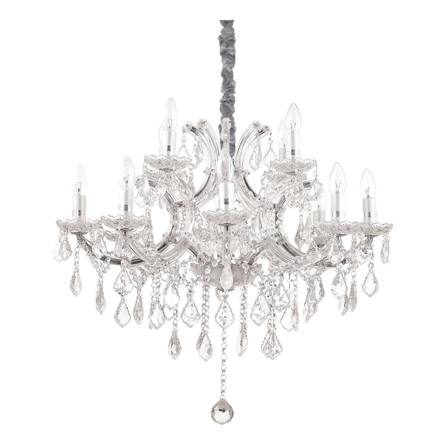 Ideal Lux - Lysekrone i krystal m. kædeophæng NAPOLEON 12xE14/40W/230V diameter 74 cm skinnende krom