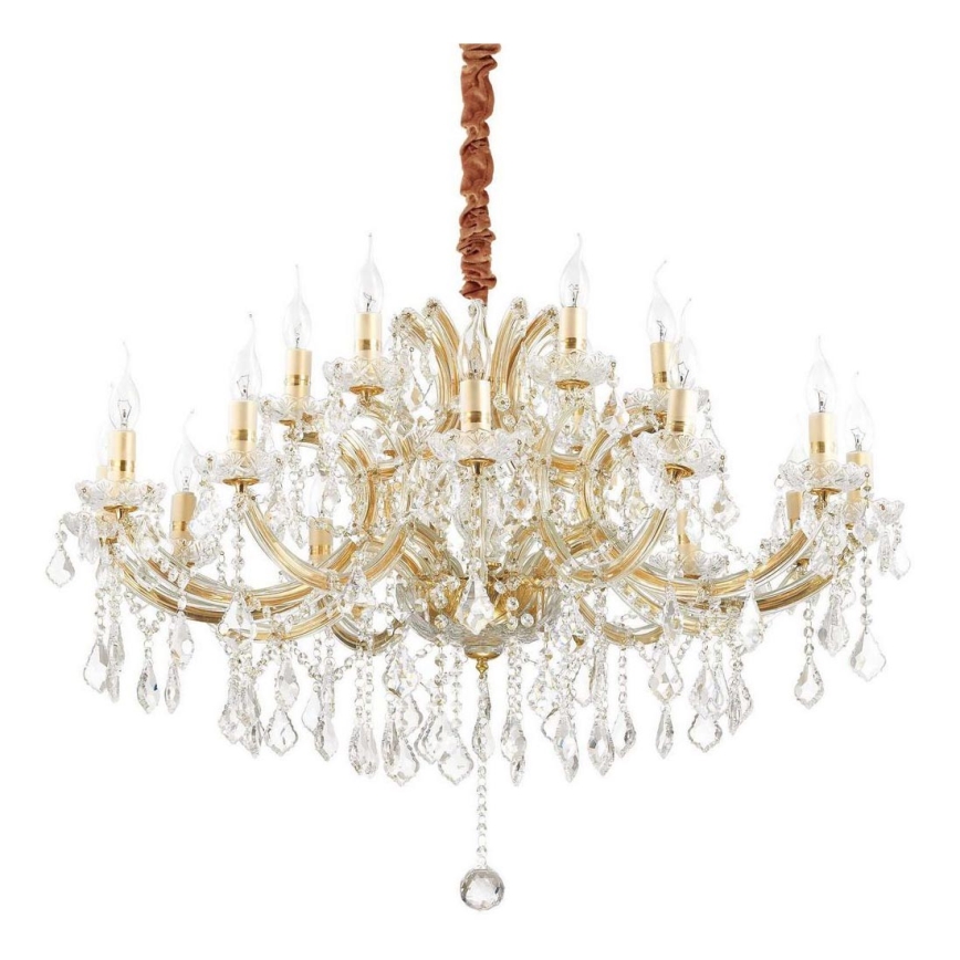 Ideal Lux - Lysekrone i krystal m. kædeophæng NAPOLEON 18xE14/40W/230V diameter 96 cm guldfarvet