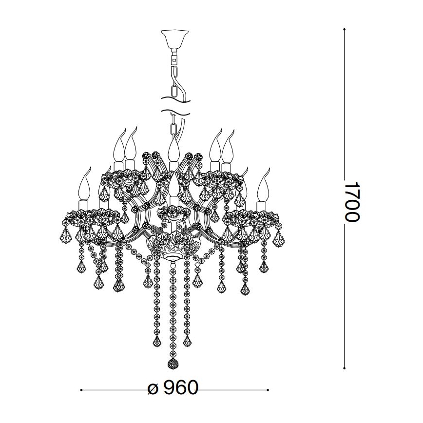 Ideal Lux - Lysekrone i krystal m. kædeophæng NAPOLEON 18xE14/40W/230V diameter 96 cm guldfarvet