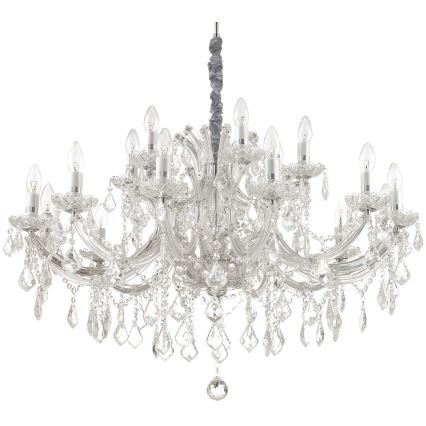 Ideal Lux - Lysekrone i krystal m. kædeophæng NAPOLEON 18xE14/40W/230V diameter 96 cm skinnende krom