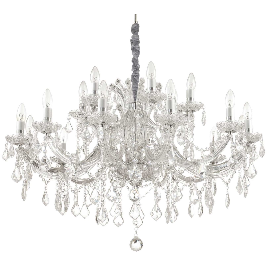 Ideal Lux - Lysekrone i krystal m. kædeophæng NAPOLEON 18xE14/40W/230V diameter 96 cm skinnende krom