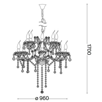 Ideal Lux - Lysekrone i krystal m. kædeophæng NAPOLEON 18xE14/40W/230V diameter 96 cm skinnende krom