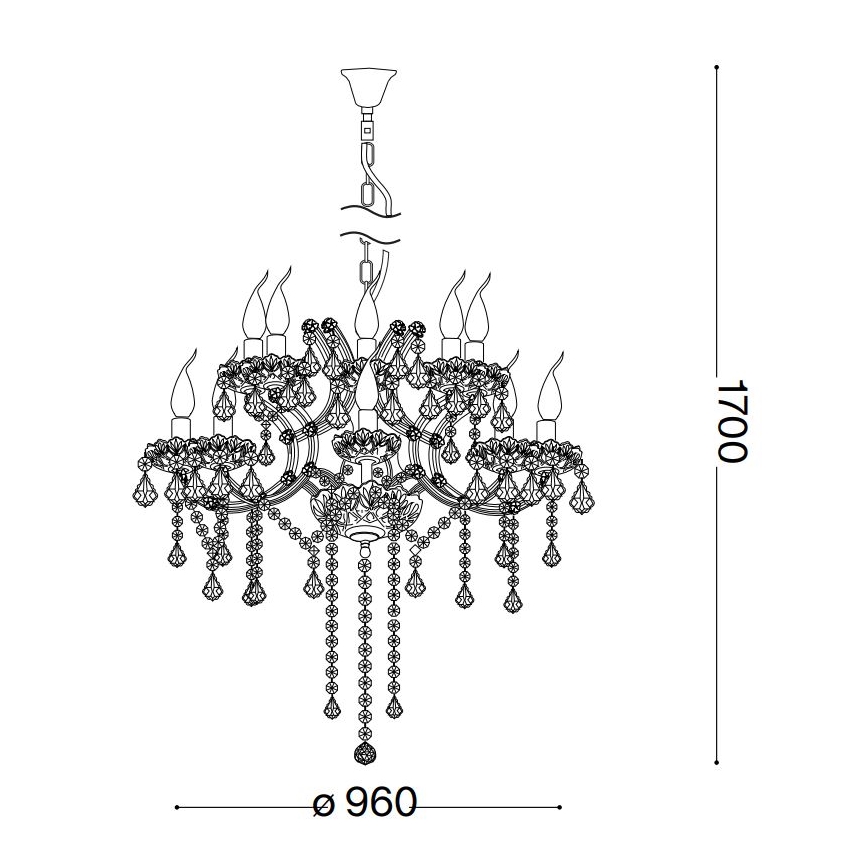 Ideal Lux - Lysekrone i krystal m. kædeophæng NAPOLEON 18xE14/40W/230V diameter 96 cm skinnende krom