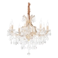 Ideal Lux - Lysekrone i krystal m. kædeophæng NAPOLEON 8xE14/40W/230V diameter 67 cm guldfarvet