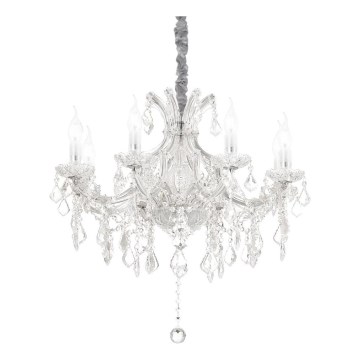 Ideal Lux - Lysekrone i krystal m. kædeophæng NAPOLEON 8xE14/40W/230V diameter 67 cm krom