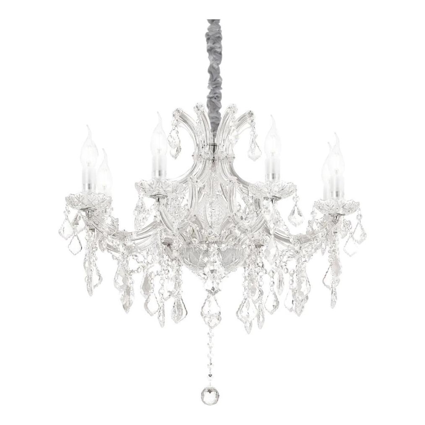 Ideal Lux - Lysekrone i krystal m. kædeophæng NAPOLEON 8xE14/40W/230V diameter 67 cm krom