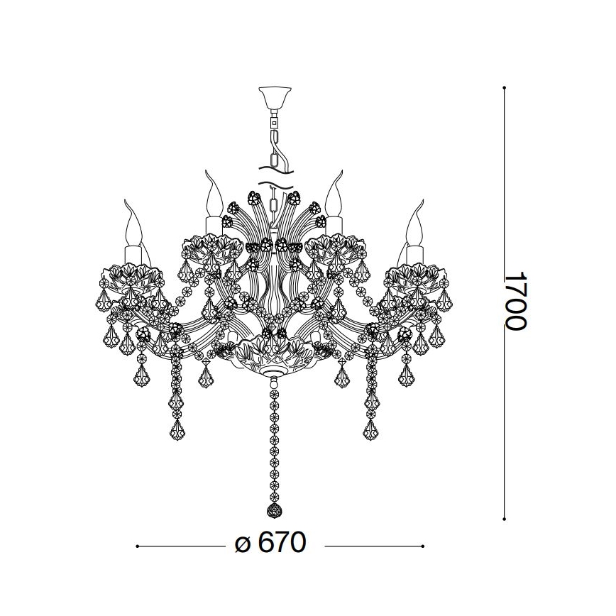 Ideal Lux - Lysekrone i krystal m. kædeophæng NAPOLEON 8xE14/40W/230V diameter 67 cm krom
