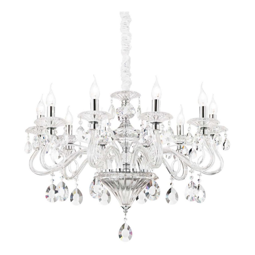 Ideal Lux - Lysekrone i krystal m. kædeophæng NEGRESCO 10xE14/28W/230V diameter 85 cm transparent