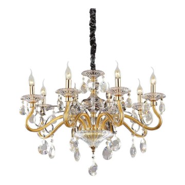 Ideal Lux - Lysekrone i krystal m. kædeophæng NEGRESCO 8xE14/28W/230V diameter 73,5 cm guldfarvet
