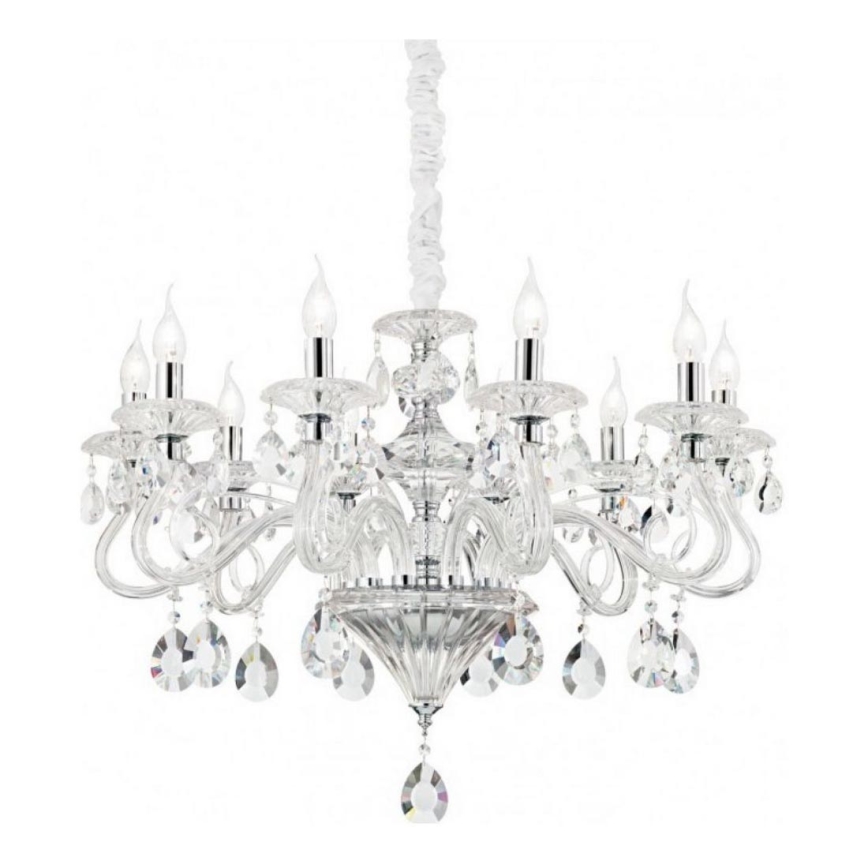Ideal Lux - Lysekrone i krystal m. kædeophæng NEGRESCO 8xE14/28W/230V diameter 73,5 cm transparent