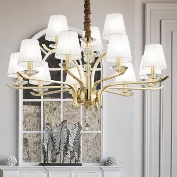 Ideal Lux - Lysekrone i krystal m. kædeophæng PEGASO 12xE14/28W/230V diameter 102 cm guldfarvet