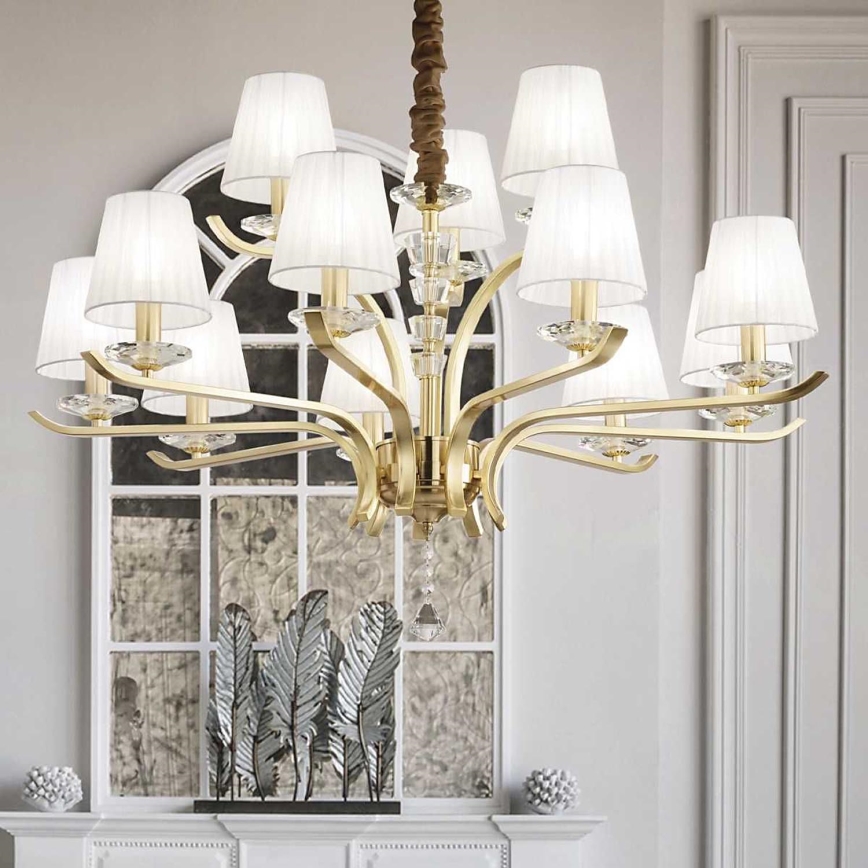 Ideal Lux - Lysekrone i krystal m. kædeophæng PEGASO 12xE14/28W/230V diameter 102 cm guldfarvet