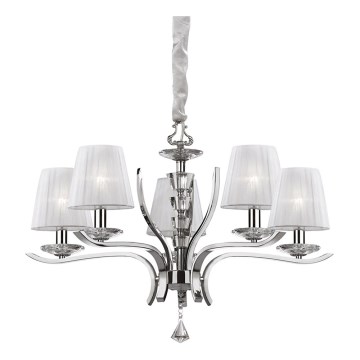 Ideal Lux - Lysekrone i krystal m. kædeophæng PEGASO 5xE14/28W/230V diameter 72 cm skinnende krom