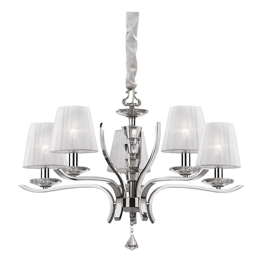 Ideal Lux - Lysekrone i krystal m. kædeophæng PEGASO 5xE14/28W/230V diameter 72 cm skinnende krom