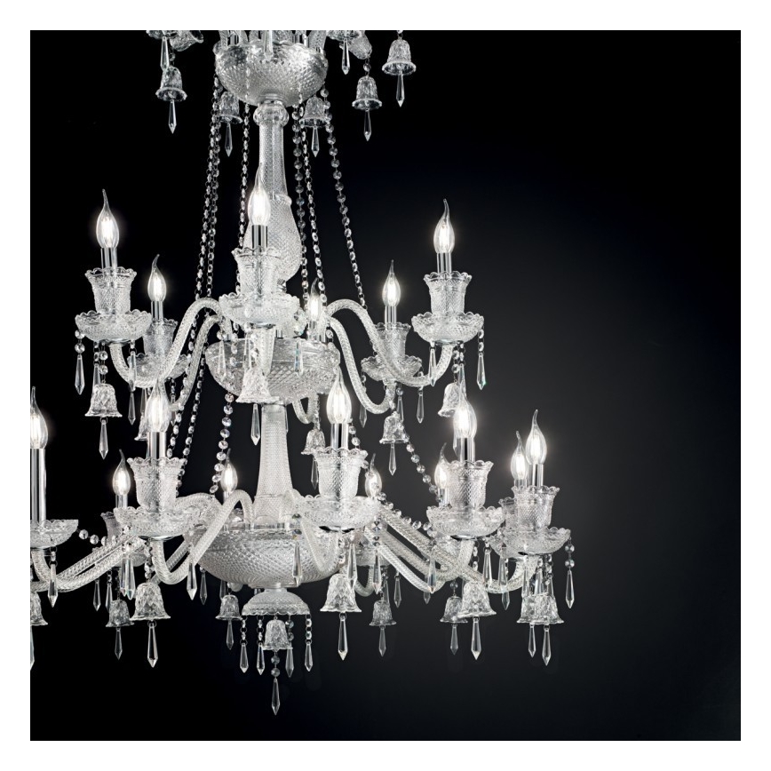 Ideal Lux - Lysekrone i krystal m. kædeophæng REDENTORE 18xE14/40W/230V diameter 102 cm transparent