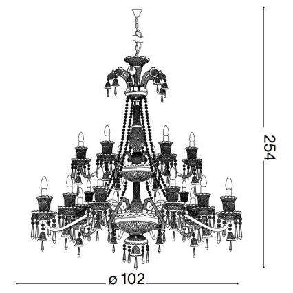 Ideal Lux - Lysekrone i krystal m. kædeophæng REDENTORE 18xE14/40W/230V diameter 102 cm transparent