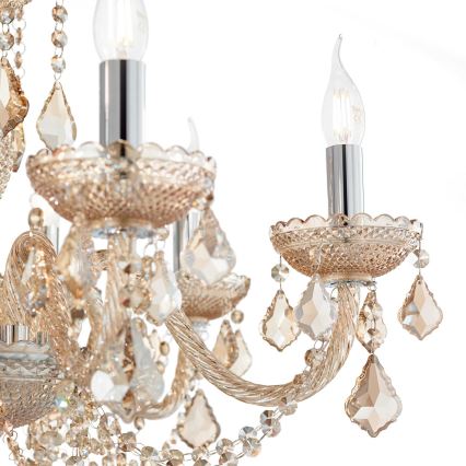 Ideal Lux - Lysekrone i krystal m. kædeophæng ROSE 8xE14/40W/230V diameter 78 cm beige