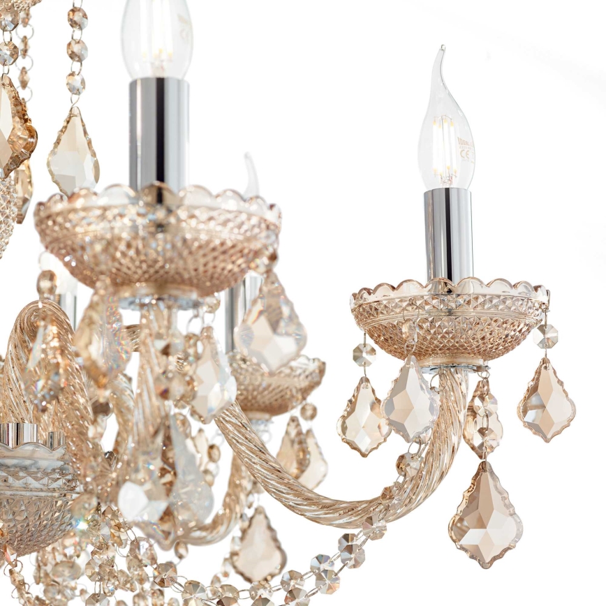 Ideal Lux - Lysekrone i krystal m. kædeophæng ROSE 8xE14/40W/230V diameter 78 cm beige
